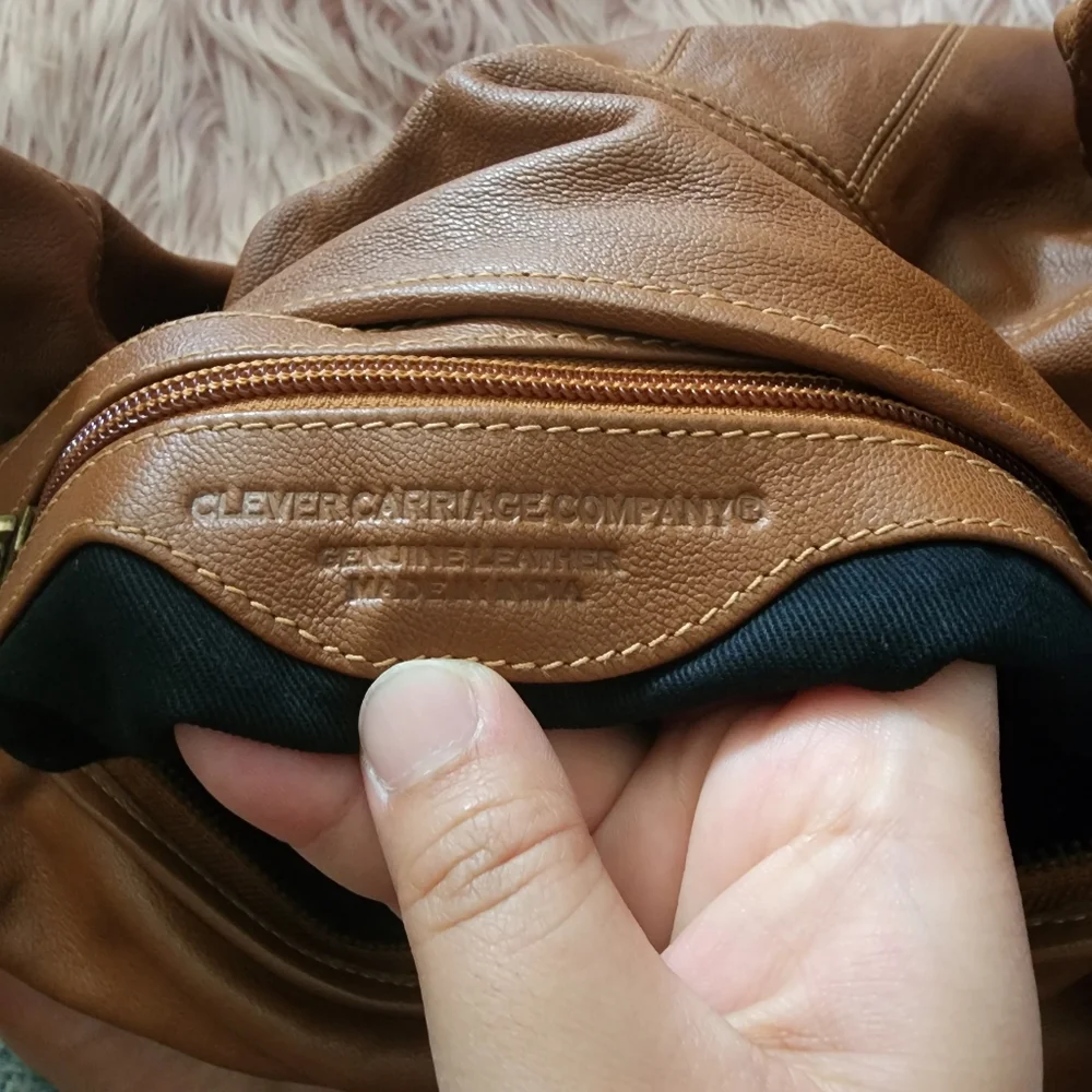 Clever Cariage Company St. Tropez Handcrafted Leather Hobo light brown